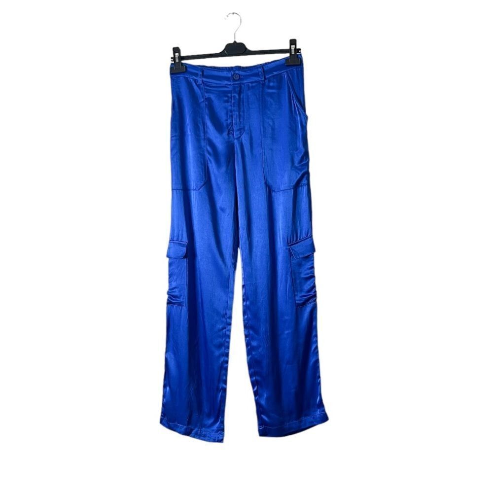 YFB Young Fabulous & Broke Satin Cargo Pants NEW Size Small in Royal Blue